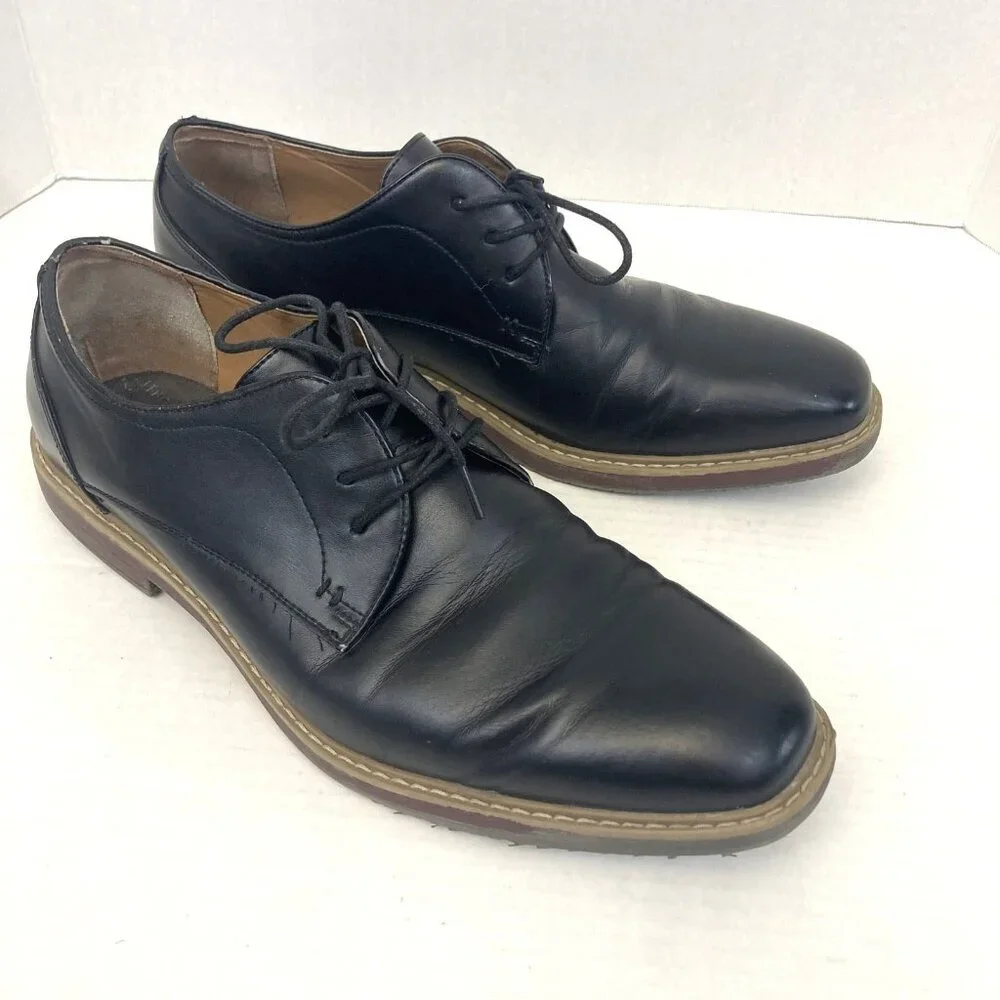 Nunn Bush Oxford Shoes Mens Size 12 Black Derby Dress‎ Lace Up Comfort Sole